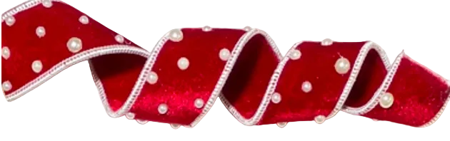 Pre-Order 2026- Red Velvet & Pearl 1.5" Wired Ribbon