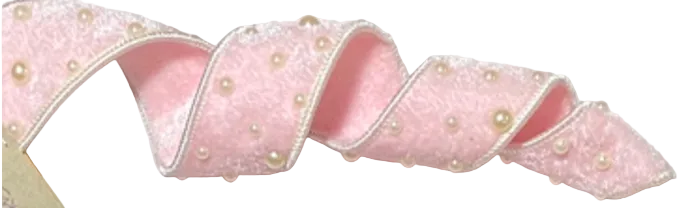 Pre-order 2026- Pink Velvet & Pearl 1.5" Wired Ribbon