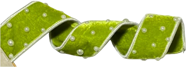 Pre-Order 2026- Light Green & Pearl Velvet 1" Wired Ribbon