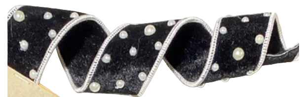 Pre- Order 2026- Black Velvet & Pearls 1.5" Wired Ribbon