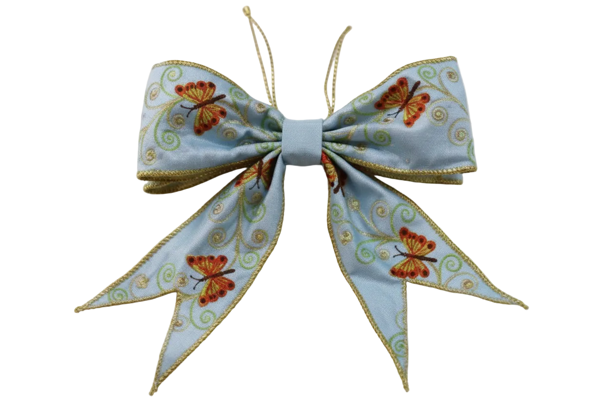 Butterfly Collection Light Blue Pre-Made Bow 4"x 12"