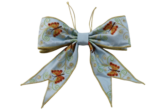 Butterfly Collection Light Blue Pre-Made Bow 4"x 12"