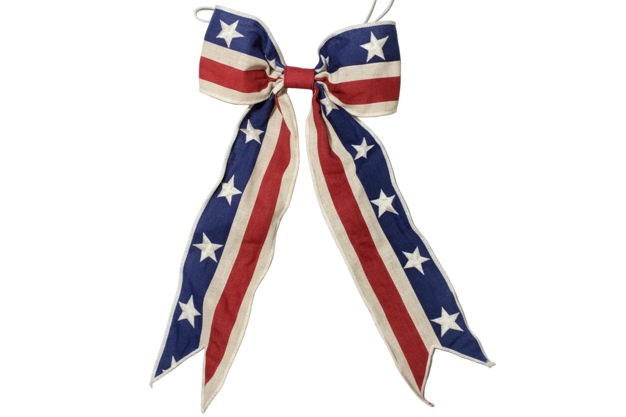 Red White and Blue Patriotic Flag Pre-Made Bow Stars and Stripes