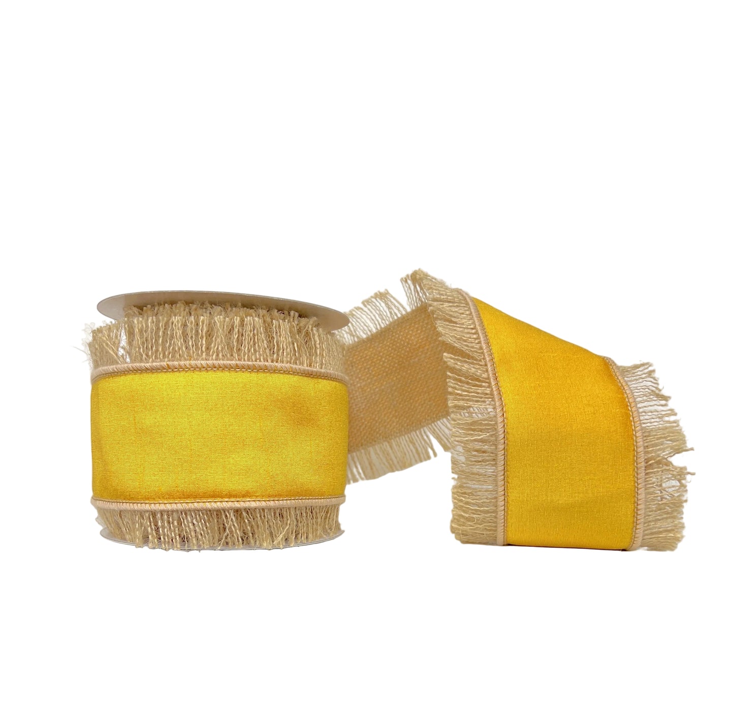 Yellow Dupion Fringe Wired 4" x 5Y Ribbon