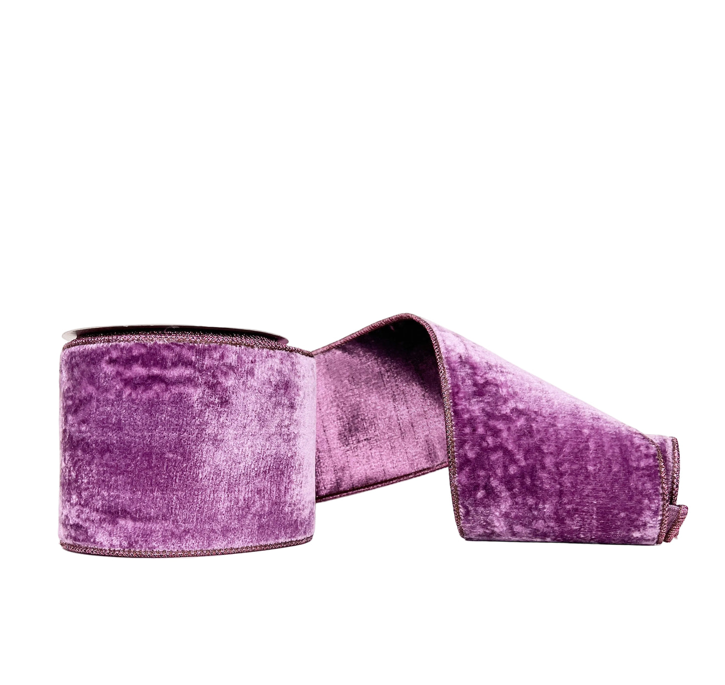 Velvet Metallic Lilac Dupion Double Fused Double Sided Wired Ribbon 4" x 5Y