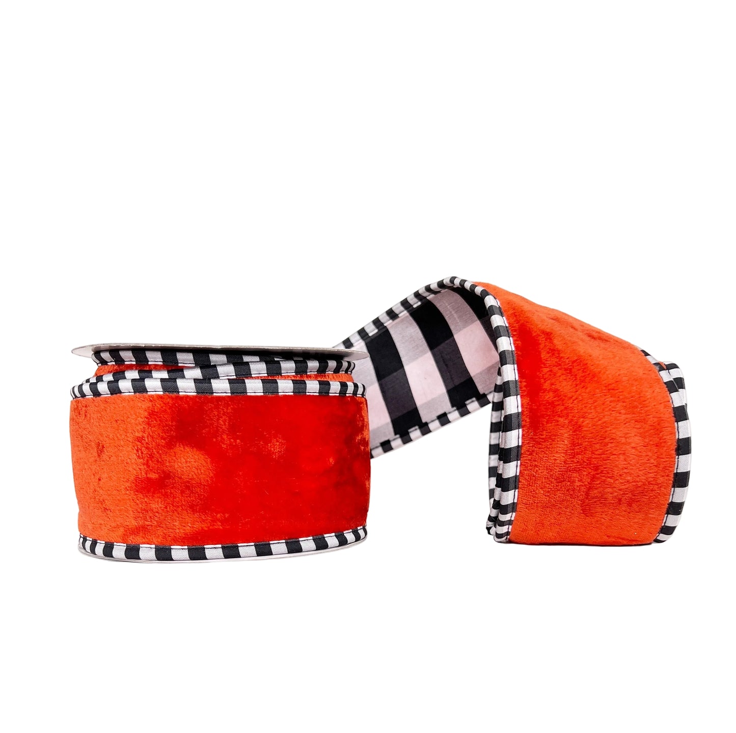 Halloween Collection- Orange Large Aspen Check Double-Sided Wired 2.5" x 5Y Ribbon