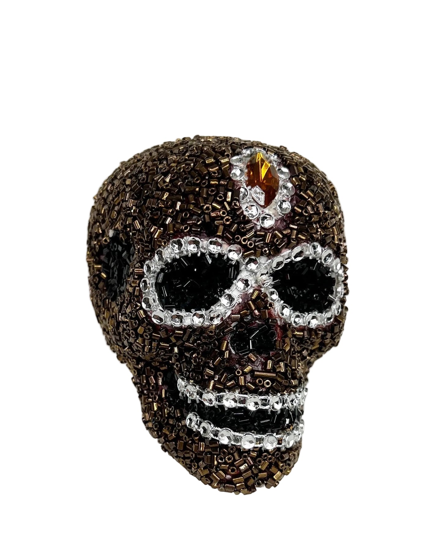 Halloween Collection- Beaded Intricate Brown Skull Ornament-EXCLUSIVE