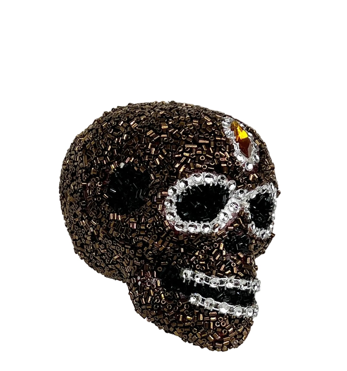 Halloween Collection- Beaded Intricate Brown Skull Ornament-EXCLUSIVE