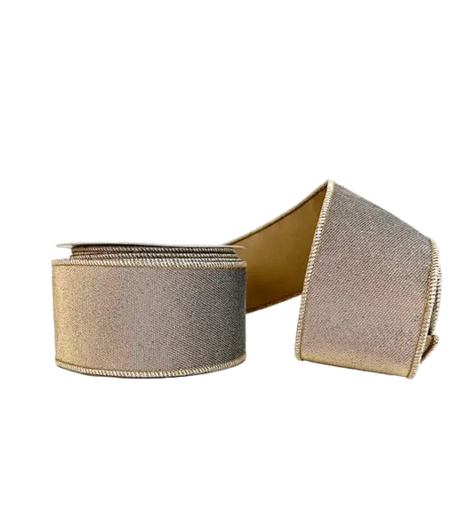 Metallic Copper Double Fused Double Sided Tafetta Wired Ribbon 2.5" x 10Y