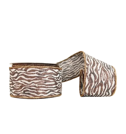 Copper Wild Jacquard Wired Ribbon 2.5" x 10Y