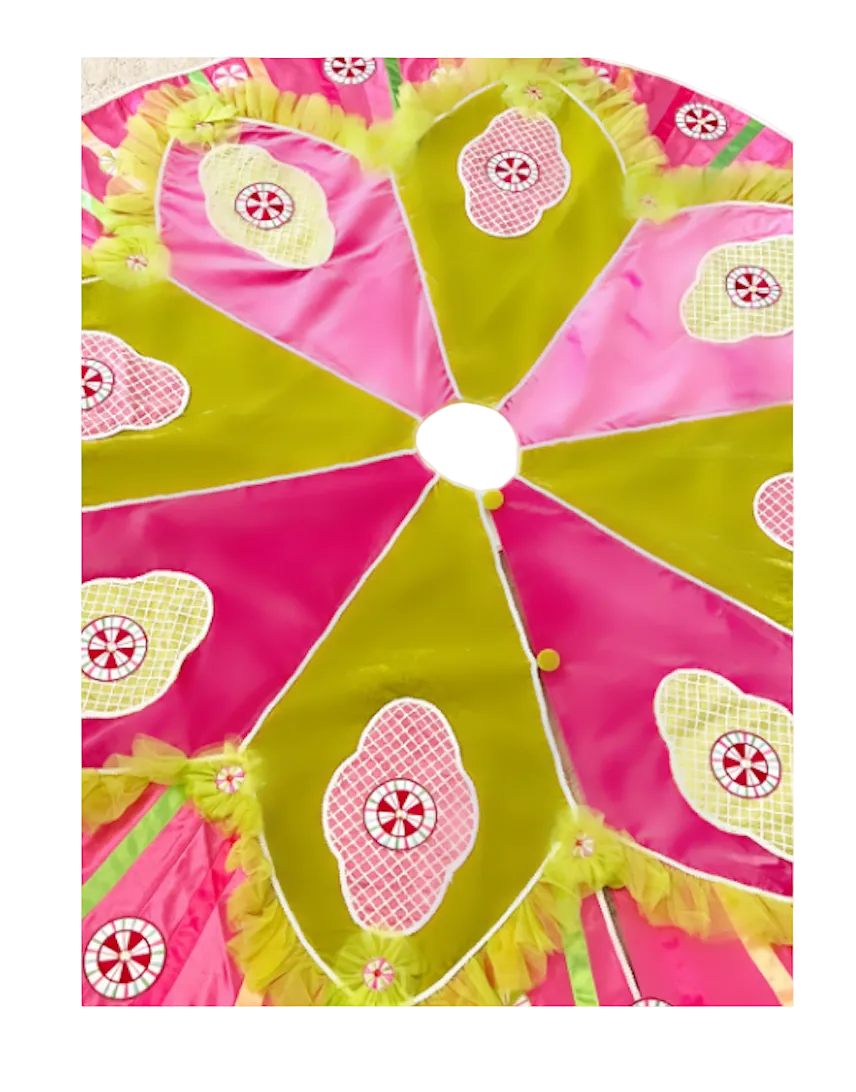 A Sweet Candy Velvet and Satin Stripes Tree Skirt