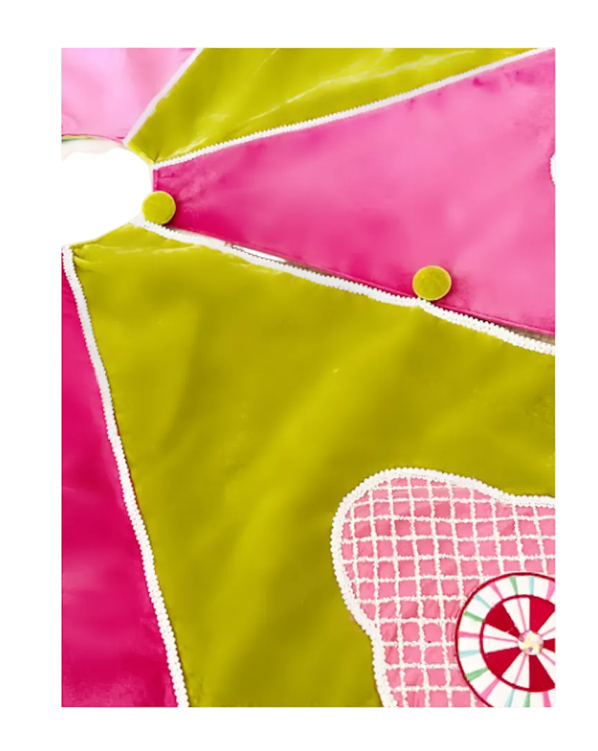 A Sweet Candy Velvet and Satin Stripes Tree Skirt