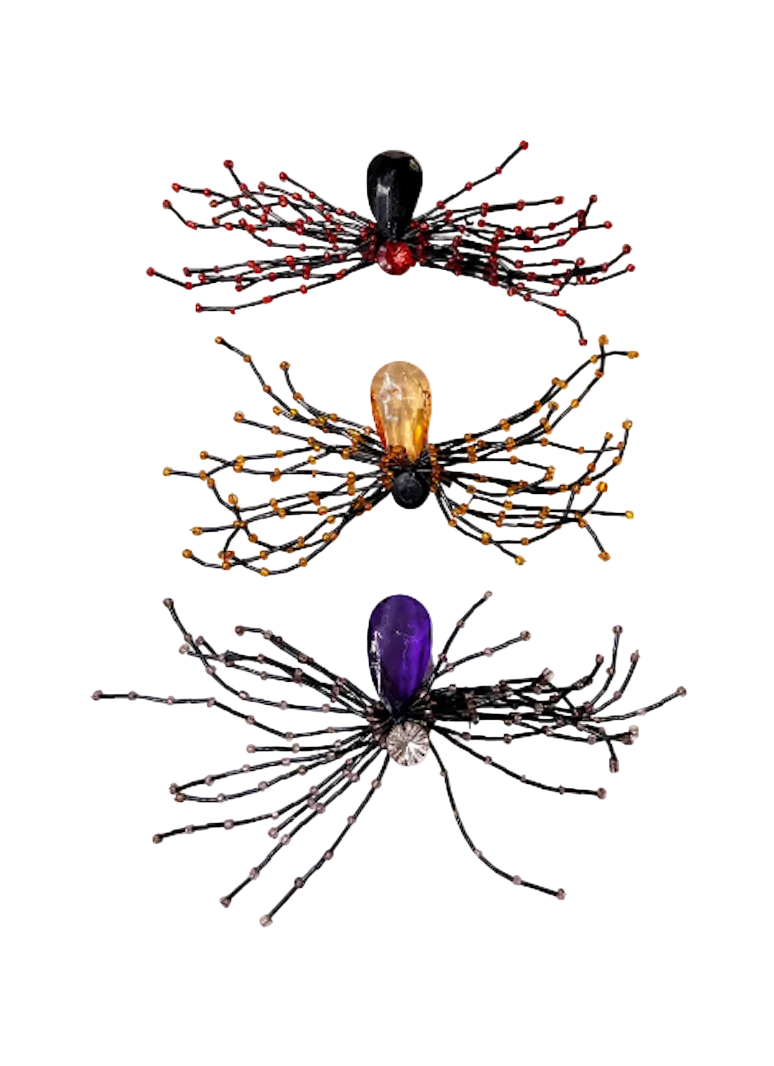 Halloween Collection- Beaded LG Leggy Spider Clip (Set of 3)