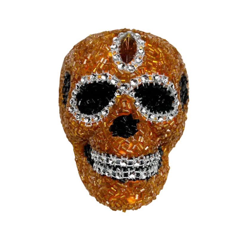 Halloween Collection- Beaded Intricate Orange Skull Ornament-EXCLUSIVE