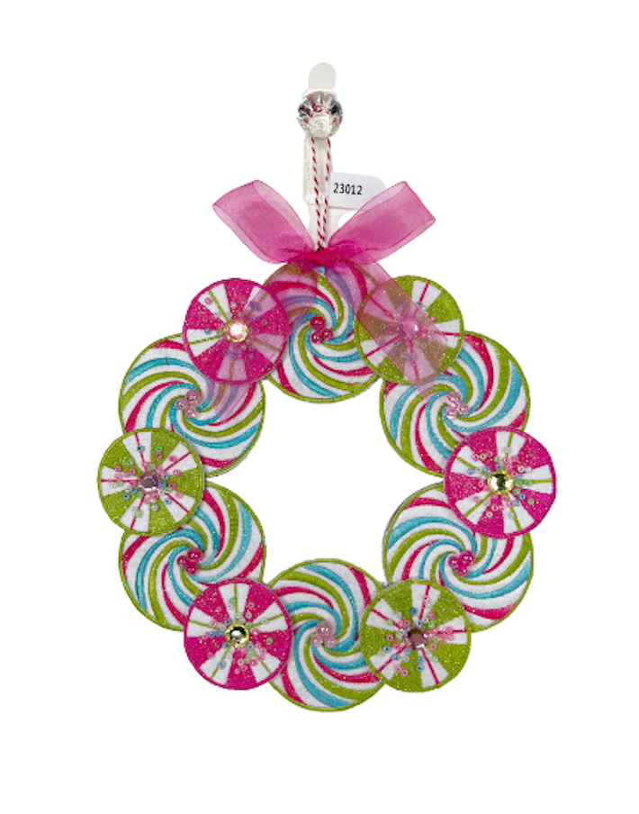 A Sweet Candy EXCLUSIVE Wreath Embroidered with Gem Accents Ornament