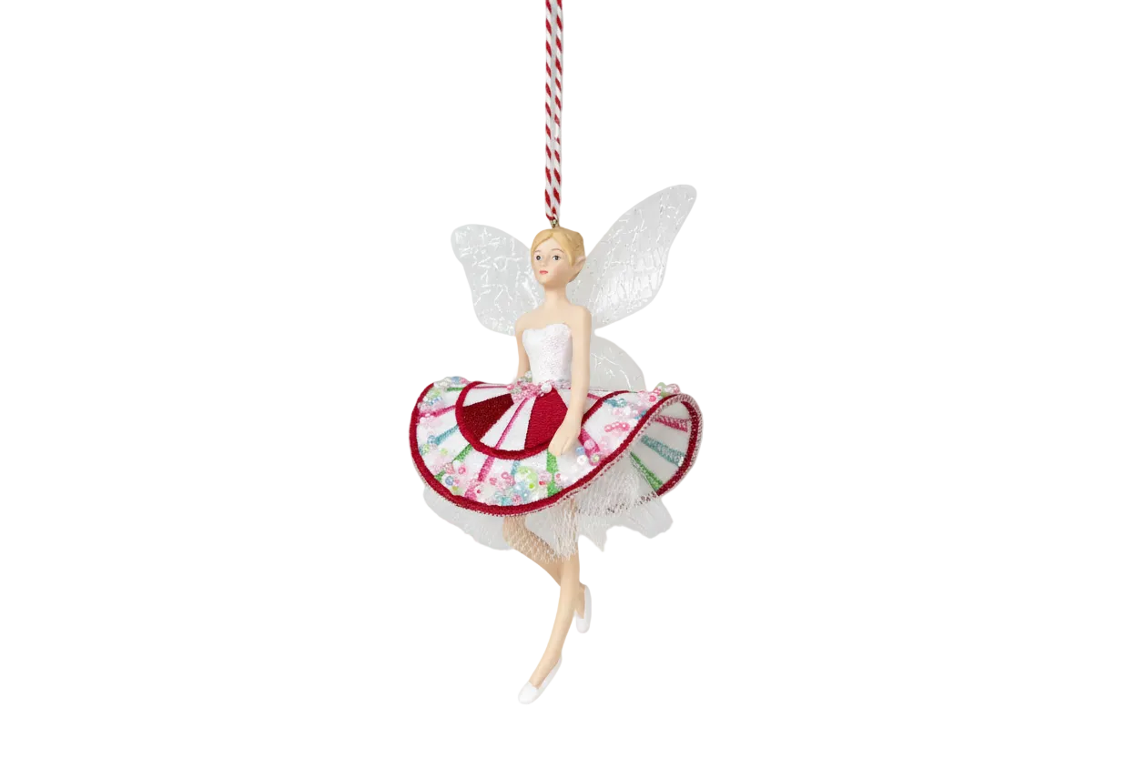 A Sweet Candy EXCLUSIVE Fairy Embroidered Red and Pink Skirt Iridescent Wings Ballerina (Set of 2)