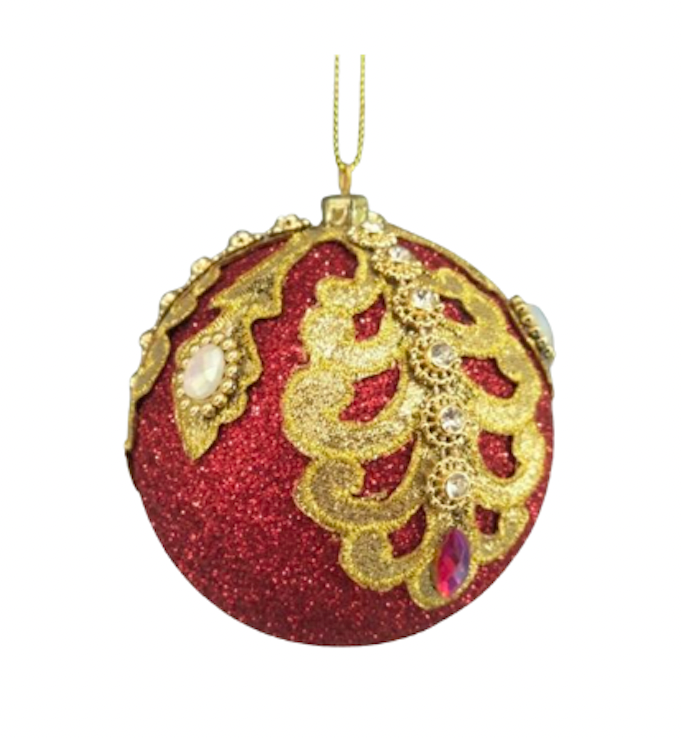 Red & Gold Ornate Ornament 3