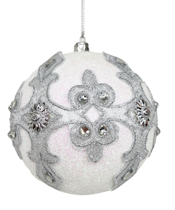 White & Silver Rhinestone Diamond Ornament 2