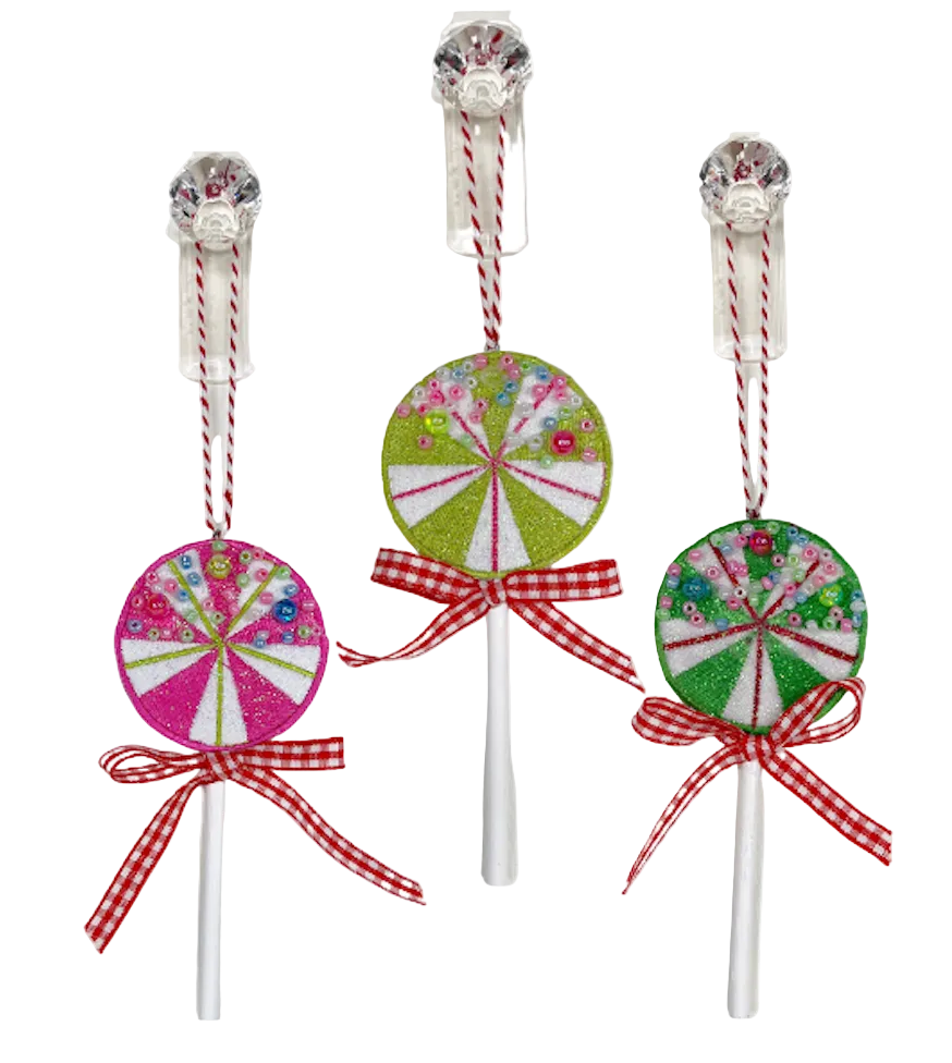 A Sweet Candy EXCLUSIVE Embroidered with Beading Lollipops (Set of 3)