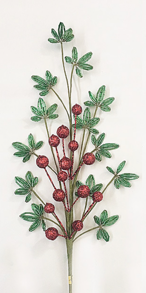 Stem- Beaded Leaves and Berries