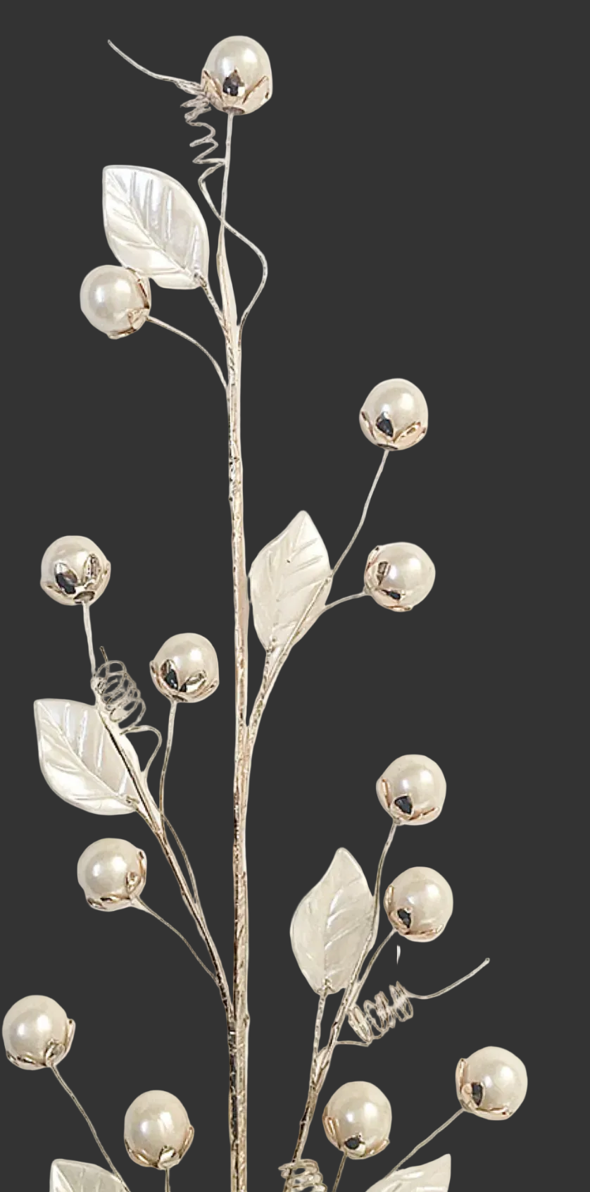 Stem-Pearls and Leaves Gold Stem