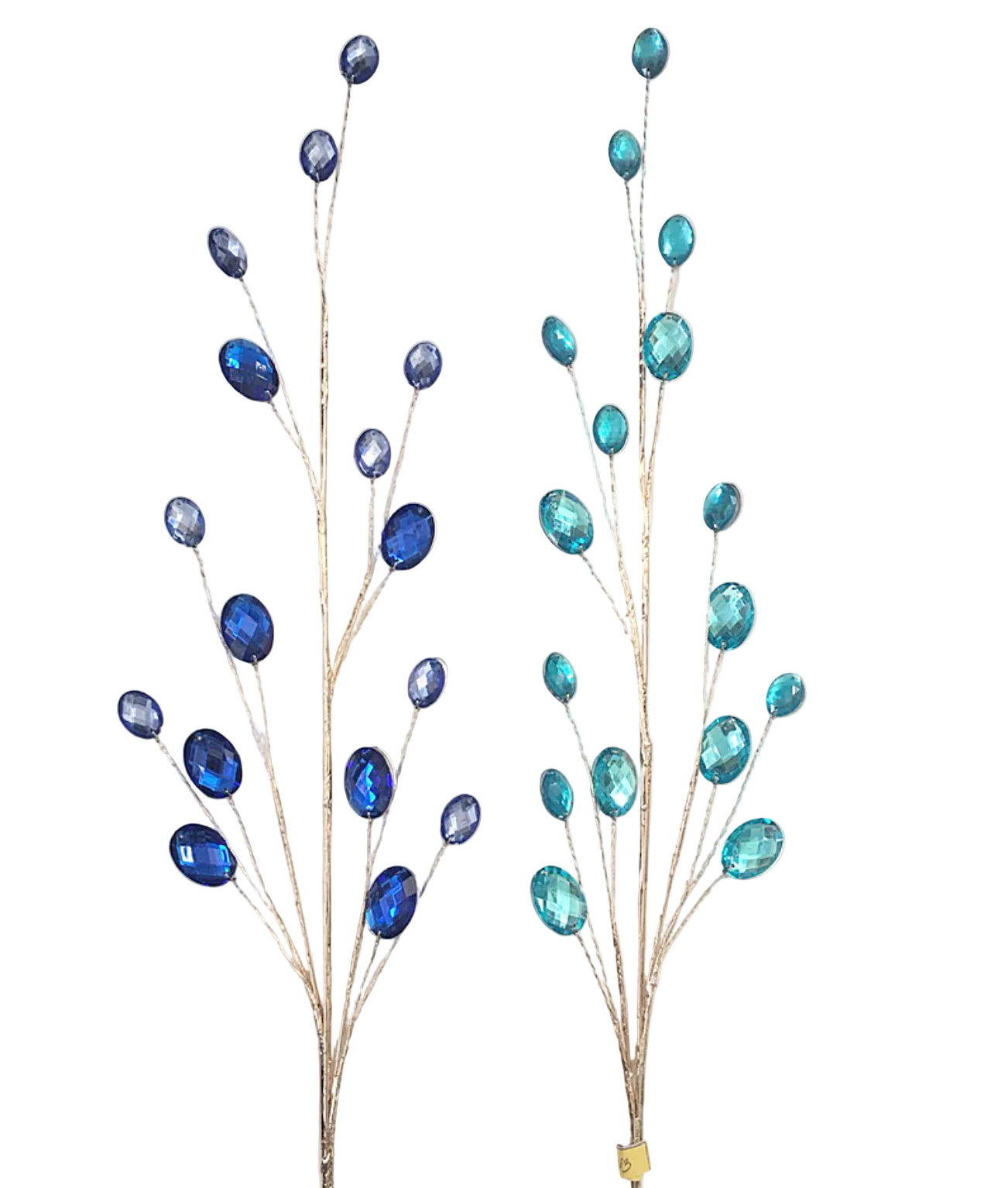 Multi-Colorted- Turqouise/Gold & Blue/Gold (Set of 2) Faceted Gem Picks